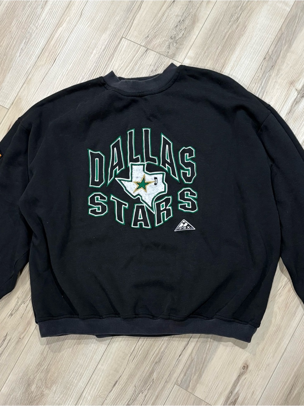 Dallas Stars Black Crewneck Sweatshirt with Green & White Logo